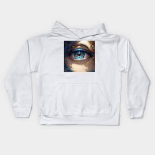 Closeup of a Colourful blue eye Kids Hoodie